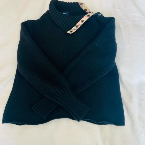 Vintage Burberry Nova Check Snap Button Turtleneck Merino Sweater - Picture 4 of 11